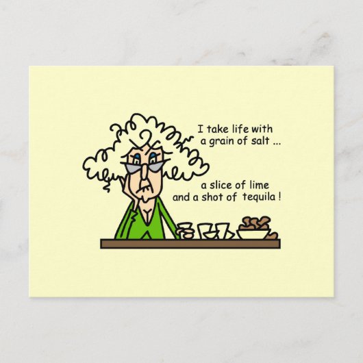人生とテキーラのユーモア ポストカード (正面)