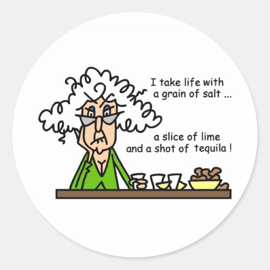 人生とテキーラのユーモア ラウンドシール (正面)