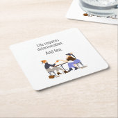 人生と決意と茶。友人の友情 スクエアペーパーコースター (アングル)