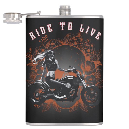 人生に乗る – バイクもしくは自転車に乗る人ガール フラスク (オープン)