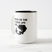 人生に夢中にな凍っている | 氷魚釣り ツートーンマグカップ (正面左)