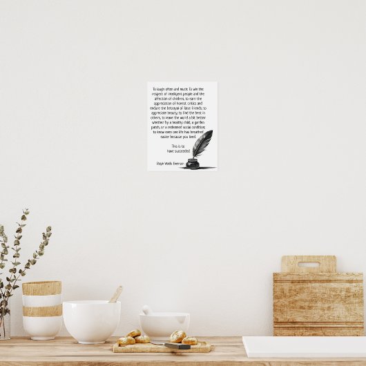 人生に成功した – ラルフ・エマーソン引用文 ポスター (キッチン)