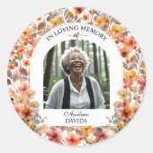 人生のお祝いの写真 喪に服す 色とりどりの花 ラウンドシール (正面)