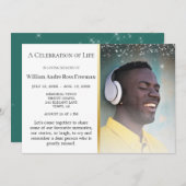 人生のお祝いエレガントと優雅な葬儀 招待状 (正面/裏面)