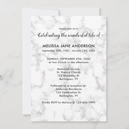 人生のお祝いパーソナライズされた3写真葬儀 招待状 (裏面)