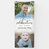 人生のお祝い二つの写真 横断幕 (縦)