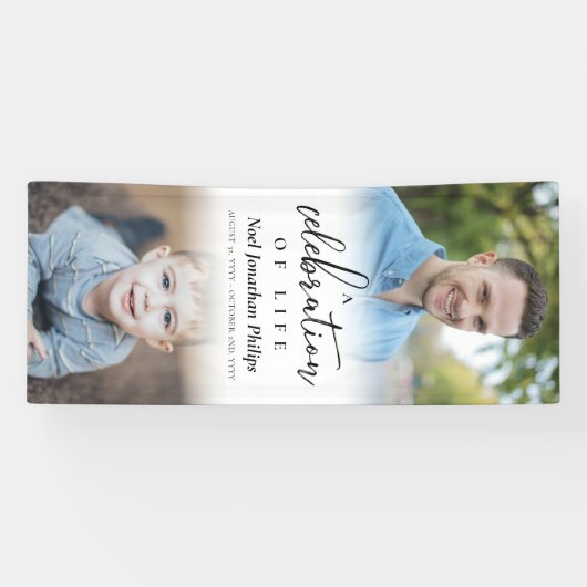 人生のお祝い二つの写真 横断幕 (横)