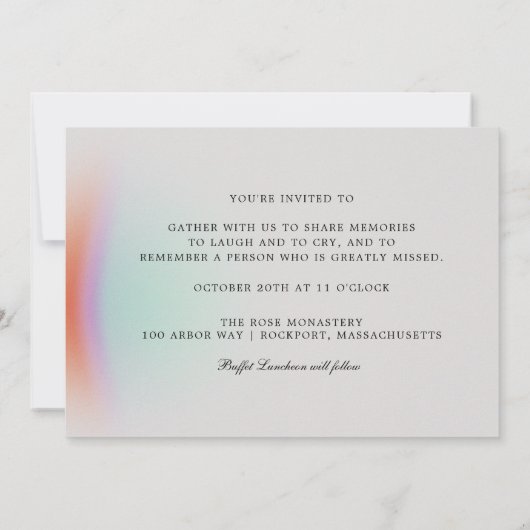 人生のお祝い平和な抽象芸術写真 招待状 (裏面)