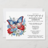 人生のお祝い愛国的蝶の葬儀 招待状 (正面)