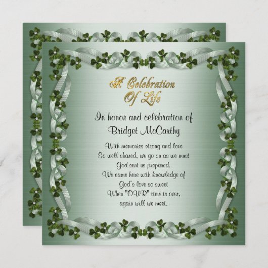 人生のお祝い招待状アイルランド背景 招待状 (正面/裏面)