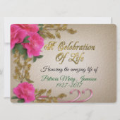 人生のお祝い招待状ピンクのバラ 招待状 (正面)
