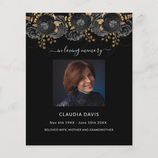 人生のお祝い葬儀の黒いフローラ写真 (正面)