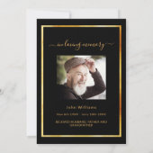 人生のお祝い葬儀の黒い金ゴールド写真 招待状 (裏面)