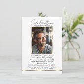 人生のお祝い金ゴールドありがとう+詩 招待状 (スタンド正面)