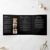 人生のお祝い10写真ブラック&ホワイト葬儀 三つ折りプログラム (内部)