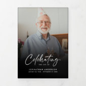 人生のお祝い10写真ブラック&ホワイト葬儀 三つ折りプログラム (カバー)