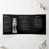 人生のお祝い10写真ブラック&ホワイト葬儀 三つ折りプログラム (内部)