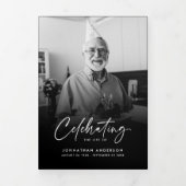 人生のお祝い10写真ブラック&ホワイト葬儀 三つ折りプログラム (カバー)