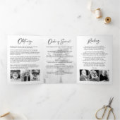 人生のお祝い14写真ブラック&ホワイト葬儀 三つ折りプログラム (内部)