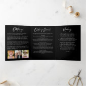 人生のお祝い14写真ブラック&ホワイト葬儀 三つ折りプログラム (内部)