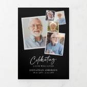 人生のお祝い14写真ブラック&ホワイト葬儀 三つ折りプログラム (カバー)