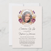 人生のお祝い5写真秋フローラ葬儀 招待状 (正面)