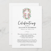 人生のお祝い,バラクロス，写真，葬儀 招待状 (正面/裏面)