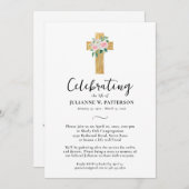 人生のお祝い,フローラクロス,写真,葬儀 招待状 (正面/裏面)