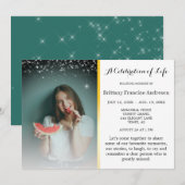 人生のお祝い　優雅で上品な葬儀 招待状 (正面/裏面)