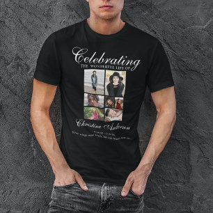 人生のお祝い 写真コラージュメモリアル Tシャツ