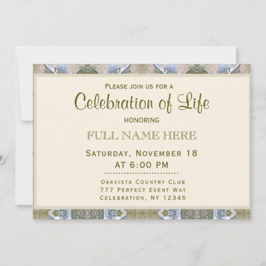 人生のお祝い – 天使と花 招待状 (裏面)