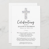 人生のお祝い，植物性十字葬式 招待状 (正面/裏面)