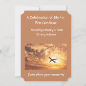 人生のお祝い 飛行機パイロットへの招待 招待状 (裏面)