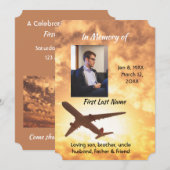 人生のお祝い 飛行機パイロットへの招待 招待状 (正面/裏面)