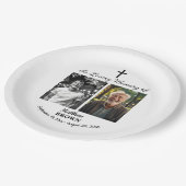 人生のお祝い 2 枚の写真 告別式 白 ペーパープレート (アングル)