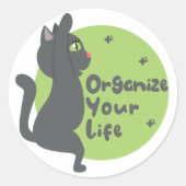 人生のかわいい黒猫の練習ヨガを整理する ラウンドシール (正面)