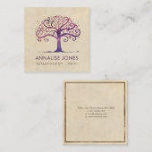 人生のすみれ色の紫色の渦巻の木 スクエア名刺 (正面/裏面)