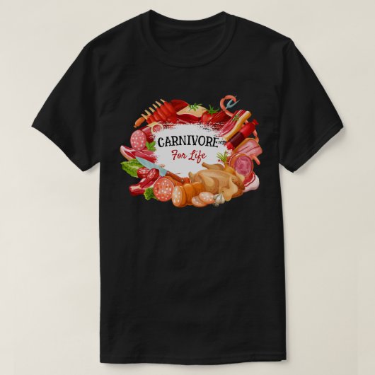 人生のためのカーブ肉食べ手のゼロのための肉食動物 Tシャツ (デザイン正面)