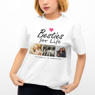人生のためのベスティーズ引用文ホットピンクハート写真&名前 Tシャツ