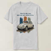 "人生のギアチェンジ" ビンテージビートルカー Tシャツ (デザイン正面)