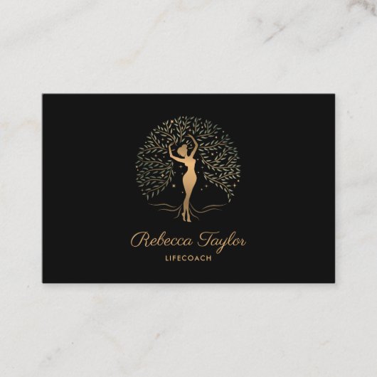 人生のコーチの木のセラピストヒーラーウェルネス 名刺 (正面)