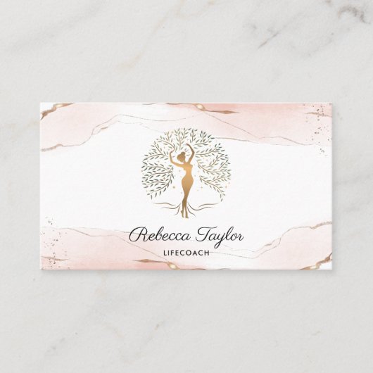 人生のコーチの木のセラピストヒーラーウェルネス 名刺 (正面)