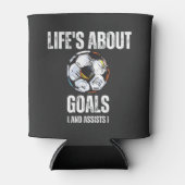 人生のゴールとアシストおもしろいサッカー 缶クーラー (正面)