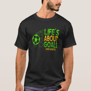 人生のゴールと補助サッカー選手コーチ Tシャツ