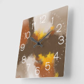 人生のスパイス – ブラウンイエローオレンジ抽象芸術アート スクエア壁時計 (傾斜)