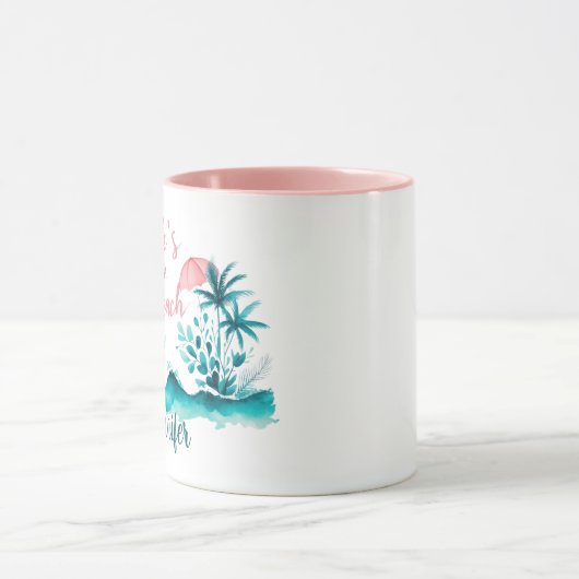 人生のビーチサーファーおもしろいガール引用文パーソナライズ マグカップ (中央)