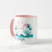 人生のビーチサーファーおもしろいガール引用文パーソナライズ マグカップ (正面左)