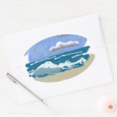 人生のビーチ 楕円形シール (封筒)