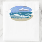 人生のビーチ 楕円形シール (バッグ)