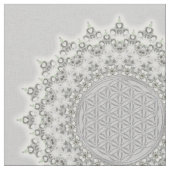 人生のフラクタルの曼荼羅の灰色の緑の花 ファブリック (クローズアップ)